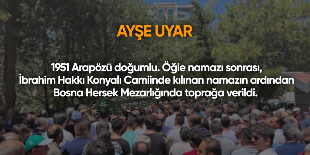 Konya'da bugün vefat edenler | 23 Eylül 2025 8
